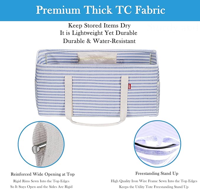 LHZK 2 Pack Extra Large Utility Tote Bag with Metal Wire Frame and the Sides Rinforced, Extra Large Tote Bag with Handle for