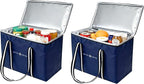Insulated Reusable Grocery Bag - Zippered Cooler Tote Extra Large Thermal Shopping Bag for Groceries Frozen or Hot Food