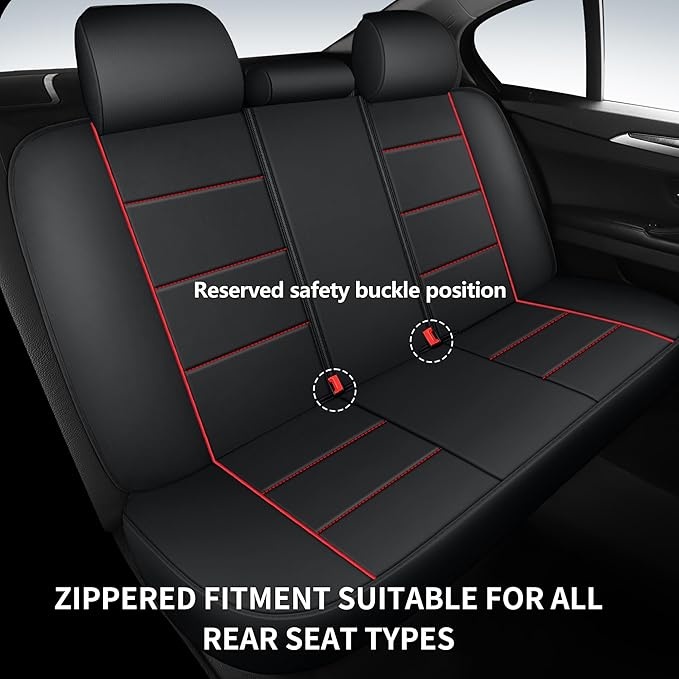 Car Seat Covers, Quilting Leather Seat Covers Full Set, Waterproof Faux Leather Automotive Seat Covers for Cars, Universal Ca
