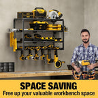 YYR 4 Layer Power Tool Organizer Wall Mount, Cordless Drill Hanger Storage Rack, Battery Tools Holder with Charging Station S