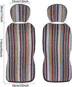 Car Seat Cover Baja Saddle Blanket 4PCS Front Striped Multicolor, Hippie Boho Seat Cover Universal Fit for Toyota, Honda, Nis