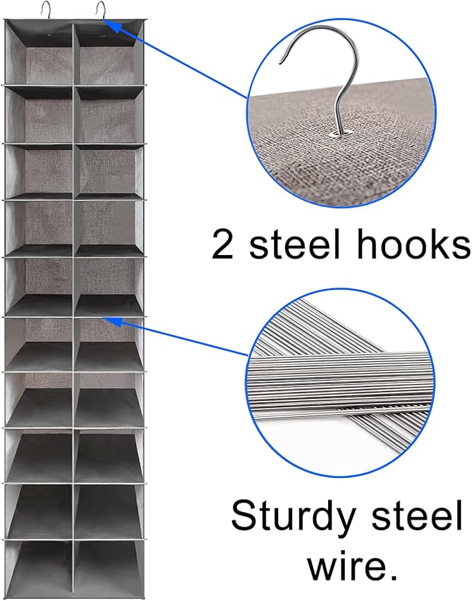 Libeder Hanging Shoe Organizer for Closet, Hanging Closet Organizers 20 Section Shoe Shelves, Space Saving Shoe Holder & Stor