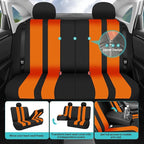 FH Group Orange Polyester Car Seat Covers - Full Set with Front and Rear Seat Cover, Universal Fit, Striking Striped Design, 