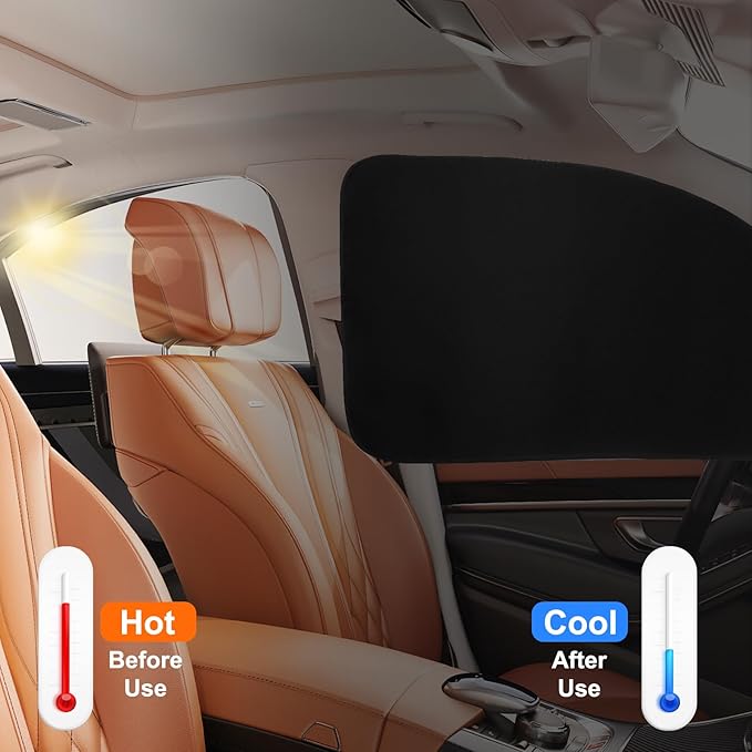 Ovege Car Window Shades Magnetic - Side Window Sun Shade Car Curtain Suedette UV Protection Privacy Baby Suction Magnetic －Front&Back 4pcs