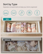 SONGMICS Drawer Organizers, Dresser Divider Organizers, Set of 12, Foldable Fabric Storage Boxes for Socks, Underwear, Bras, 