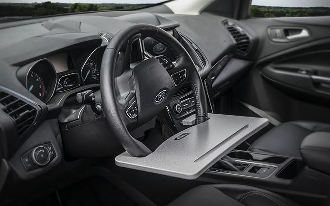 AutoExec AE-WM-GT Wheelmate Car Steering Wheel Tray for Eating on The Go, Writing Space, and Tablet or Laptop Use, Grey