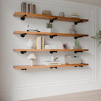 Industrial Pipe Wall Wood Shelves,Real Wooden Shelves 48" in Walnut Color with 1.2" Extra Thickness, Modern Floating Shevles