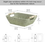 StorageWorks Large Wicker Storage Basket for Organizing with Wooden Handles, Toilet Paper Baskets for Shelf, Bosana Green, 2-