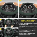 Suede Steering Wheel Cover with Upgraded Silicone Inner Ring, Breathable, Anti-Slip, Leather Universal 14.5 to 15 Inch Steeri