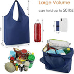 BeeGreen 20 Pack Navy Blue Reusable Grocery Bags with Storage Pouch Wholesale Reusable Shopping Bags Bulk w Elastic Band 50LBS X-Large Foldable Tote Bags Machine Washable-Heavy Duty Cloth Bags