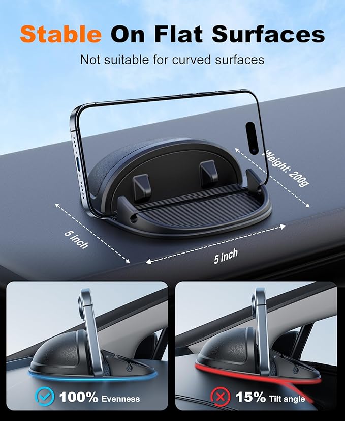 Beeasy Car Phone Holder, Dashboard Phone Holder for Car Anti-Slip Silicone Car Pad Phone Mount, Hands Free Phone Stand Compatible with iPhone, Samsung, Android Smartphones, GPS Navigation Devices