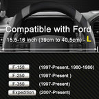 West Llama Customized Auto Car Steering Wheel Cover for Ford F-150, F-250, F-350, Expedition (Black+Gray)