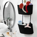 TeoKJ Over the Door Hanging Basket, 3-Tier Woven Cotton Wall-Mounted Storage Organizer Bag Decorative Hanging Nursery Baskets