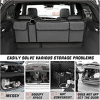 AUCELI Car Trunk Organizer, Backseat Hanging Large Storage with Adjustable Straps, Waterproof Collapsible Cargo Bag with 4 Pockets, Sturdy Space Saver Frees Trunk Floor for SUV, Truck, MPV