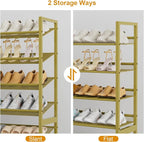 Large Shoe Rack 8 Tier Shoe Organizer, Heavy Duty Metal 4-Tier Stackable Shoe Storage Vertical Shoe Rack for Closet Front Doo