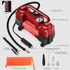 GSPSCN 6X Faster Inflation Tire Inflator Heavy Duty Double Cylinders with Portable Bag- Car Accessories，Metal 12V Air Compressor Pump 150PSI with Adapter for Car, Truck, SUV Tires, Dinghy, Air Bed