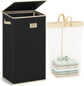 SOLEDI Laundry Hamper with Lid 100L Large & Tall Collapsible Laundry Basket, Clothes Hamper with Bag Removable Easy to Carry,