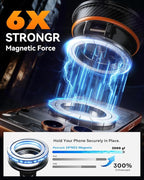Upgraded Car Phone Holder for Magsafe [108+LBS Strongest Suction & 3000gf Magnetic] Vacuum Magnetic Phone Holders for Your Car 360° Adjustable Car Phone Mount for iPhone & Android Orange