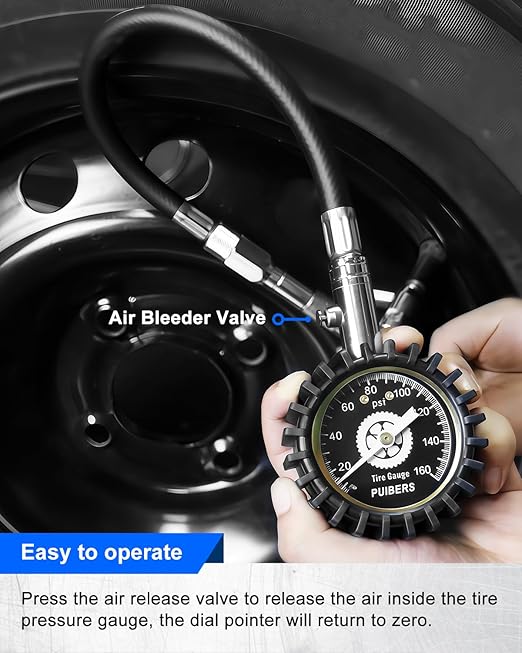 Tire Pressure Gauge for Cars Schrader and Presta 160 PSI, Road Bike Tire Air Pressure Gauge Luminous Dial, Suitable for Car, Motorcycle, Bike, SUV and Truck