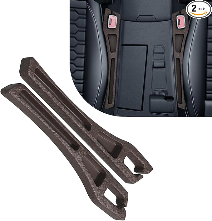 Car Seat Gap Filler Organizer, 2PCS Multifunctional Vehicle Fill Gap Blocker with Storage Slot Between Seat Console, Anti-Drop Auto Interior Organization, Universal for SUV Truck Sedan(Brown)