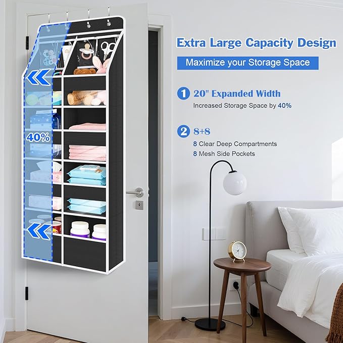 Univivi 5-Shelf Over Door Hanging Organizer Fabric Door Storage for Baby Nursery Nursery Closet Cabinet Wall Mount Hanging St