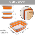 Tiawudi Large Collapsible BBQ Prep Tub with Lid(4.22 Gal/16L), Foldable Camping Sink with Colander, Cutting Board, Dish Basin