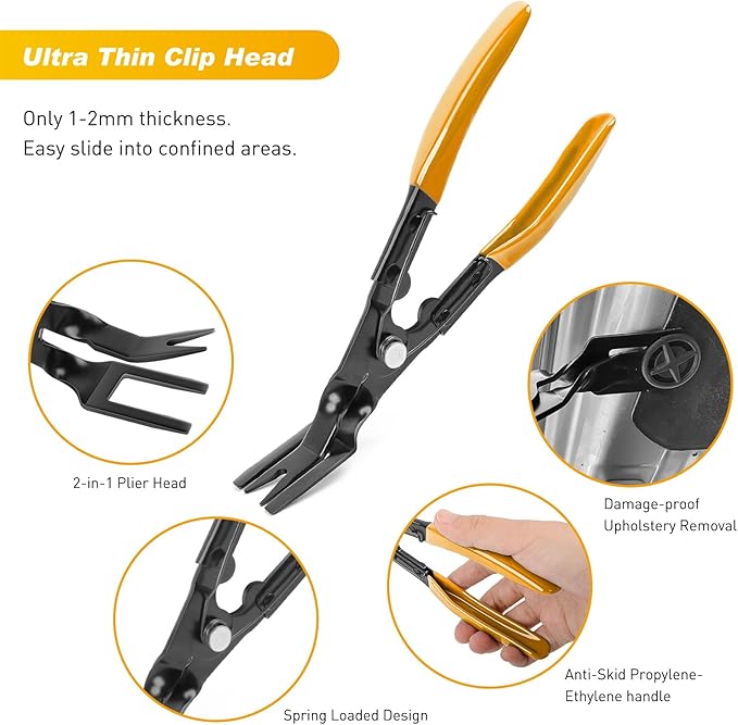 GOOACC 19Pcs Trim Removal Tool Set Panel Fastener Clips Removal Automotive Plastic Upholstery Pliers Removal Install Removal 