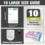 HIBAG Vacuum Storage Bags with Electric Pump, Vacuum Seal Bags for Clothing, Pillows, Blanket Bedding Comforters, 10 pack Lar