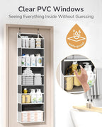 ULG 1-Pack Over Door Organizer with 5 Large Pockets 10 Mesh Side Pockets, 44 lbs Weight Capacity Hanging Storage Organizer wi