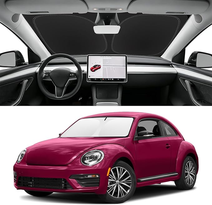 Custom Fit Windshield Sun Shade for VW Beetle 2012-2019, Blocks UV & Heat, Front Window Sunshade Accessories, Easy Fold & Store Keep Your Car Cooler