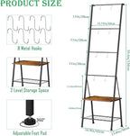 Blanket Ladder with Shelf - Blanket Rack Freestanding, Standing Towel Rack for Bathroom Living Room Bedroom, Blanket Holder w