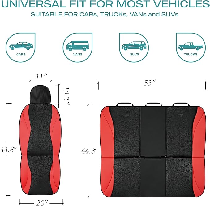 Skechers Car Seat Covers,Leather Seat Covers with GOGA Mat Technology,Waterproof Car Seat Covers Full Sets,Airbag Compatible,