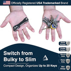 Carbon Fiber Compact Key Holder, Premium Smart Key Organizer Keychain (4-20 Slots), Heavy Duty Minimalist Multikey Folding Po