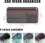 Car Sun Visor Organizer, Soft Leather Surface Eyeglasses Note Card Holder Car Storage Bag, Scratch-Resistant Waterproof Auto Sunshade Organizer Bag, Car Accessories (Gray)