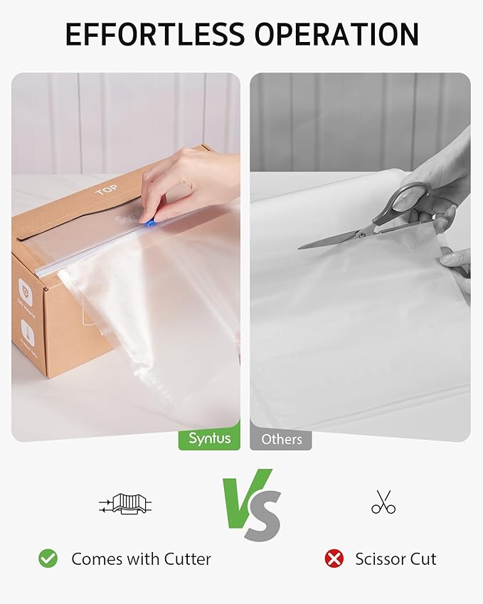 Syntus 11" x 150' Vacuum Sealer Bags for Food with Cutter, Vacuum Sealer Bags Roll Keeper BPA-free Heavy-duty Commercial Grad