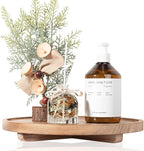 Round Decorative Tray Wood Bathroom Counter Organizer Farmhouse Kitchen Decor Wooden Riser for Soap Dish, Perfume, Candle, Sp