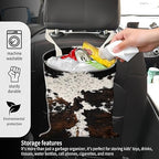 Car Garbage Can, Seat Back Hanging Cute Car Trash Can Bag, Car Organizer and Storage Bag for Travelling, Outdoor Cute Cowhide Pattern