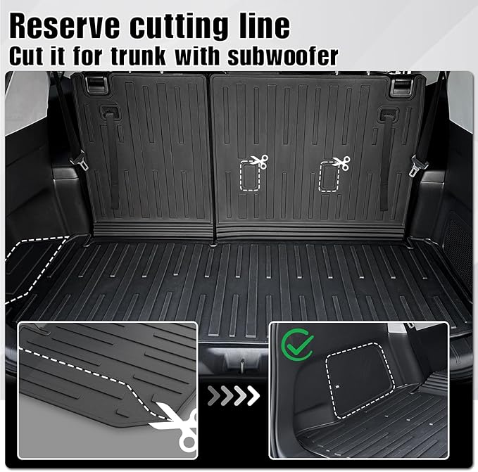 Cargo Mat with Backrest Mat 2-in-1 for 2024 2025 2026 Toyota Grand Highlander Car Mat Accessories, TPE All Weather Cargo Liner Trunk Mat(Grand Highlander-2 in 1 Trunk Mat)