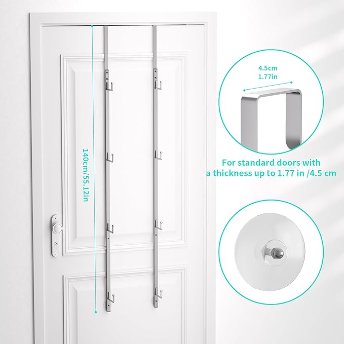 HapiRm Over Door Hat Rack - 2 Packs Hat Organizer with 8 Hooks Design, Hanging Baseball Cap Organizer Storage Holds Up to 40 
