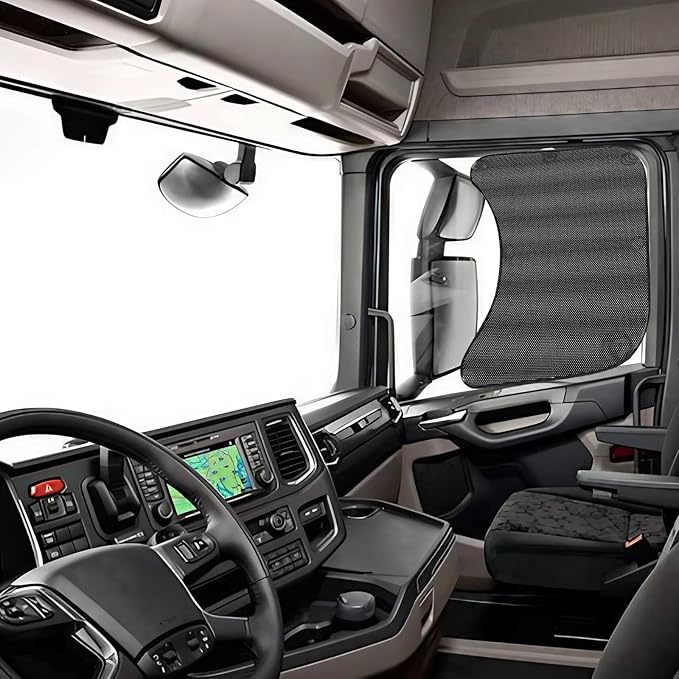 Pacify 2 Pcs Semi Truck Window Shades with Suction Cups Side Window Sun Shades UV Protection Semi-Truck Interior Accessories Curtains for Freightliner Cascadia 23.6x21.6inch