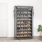 LANTEFUL Shoe Rack with Covers 10 Tier Tall Shoe Rack Organizer Large Capacity Shoe Shelf Storage 40 Pairs Space Saving Free 