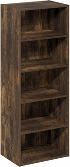 Furinno Basic Book Shelf, 5-Tier Bookshelf, Storage Organizer Bookcase with Open Shelf, 11 x 17 x 44, for Living Room, Bedroo