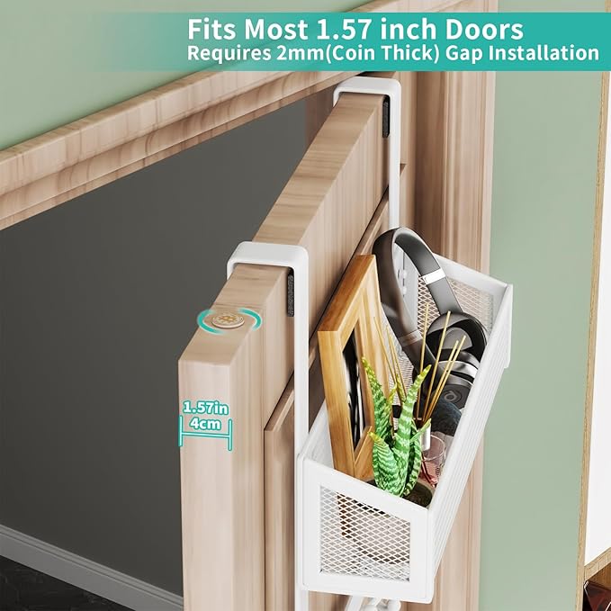 HapiRm Over The Door Hanger - Over The Door Hooks with Mesh Basket and 16 Hooks, 304 Stainless Steel Storage Organizer for Ba