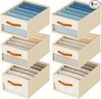 Homsorout Drawer Organizers and Storage - 6 Pack Foldable Pants Organizer with Clear Window & Handles, Fabric Closet Organize