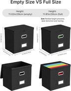 Oterri 2 Pack File Organizer Boxes with Lids, File Box with Mesh Pockets, Document Organizer Box for File Folders Letter Size