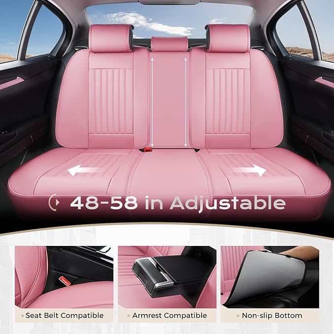 Coverado Car Seat Covers Full Set, Seat Covers for Cars, Car Seat Cover, Car Seat Protector, Leather Car Seat Cushion, Waterp