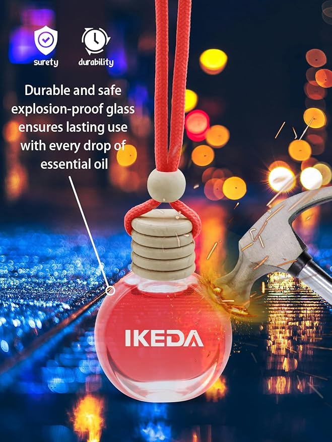 Ikeda Car Air Freshener: Hanging Car Smell Air Freshener | 10ml Hanging Car Perfume | Long Lasting Fragrance | Strong Scents 