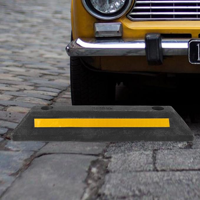 Parking Stopper for Garage Car Wheel Stopper Compact Design for Driveway and Truck Parking - Texture for Maximum Stability for Schools and Malls