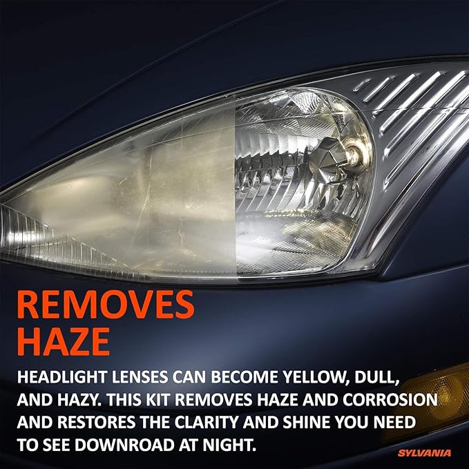 SYLVANIA - H11 XtraVision and Headlight Restoration Kit Bundle - 2 Halogen Headlight Bulbs and Kit to Restore Sun Damaged Headlights With Exclusive UV Block Clear Coat