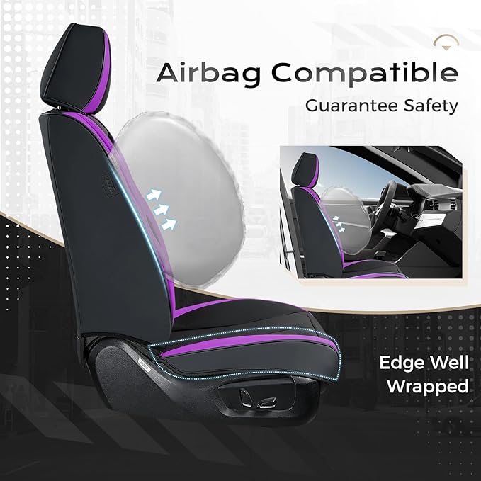 Coverado Car Seat Covers Full Set, Waterproof Nappa Leather Seat Covers for Car, Car Seat Protector with Lumbar Support, Auto